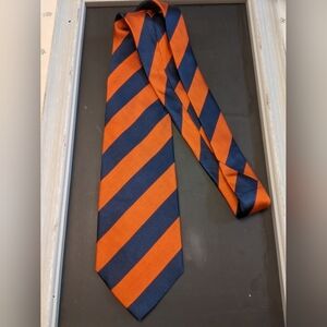 Varsity Vests Men's Tie orange and blue stripes Silk